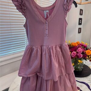 Janie and Jack Mauve Ruffle Sleeve Tiered Dress